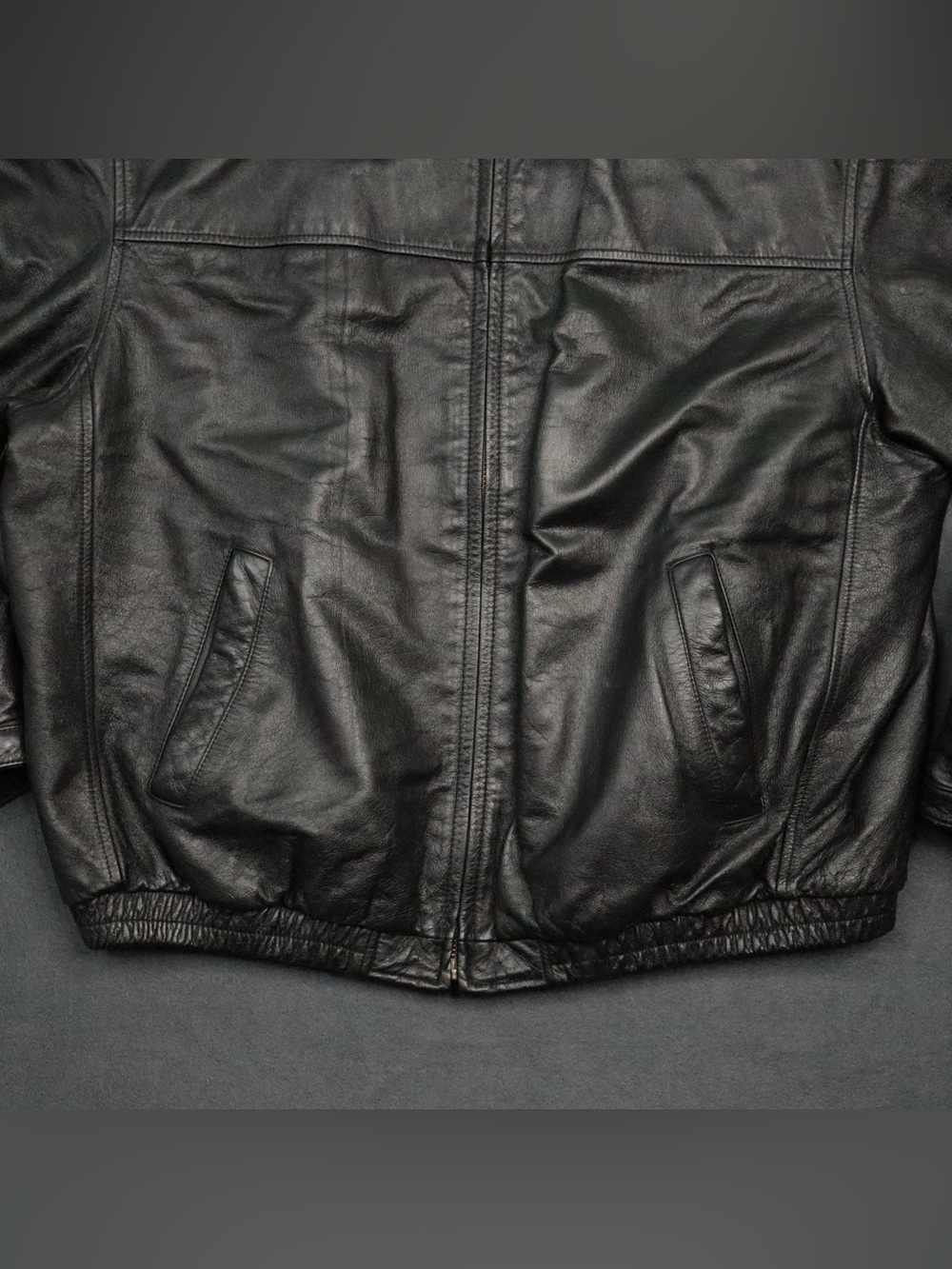 Wilsons Leather Jacket Mens L Black Genuine Leather Full Zip Bomber Coat - Picture 6 of 10